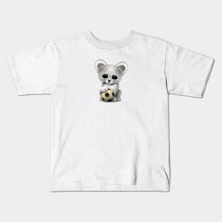 White Lion Cub With Football Soccer Ball Kids T-Shirt